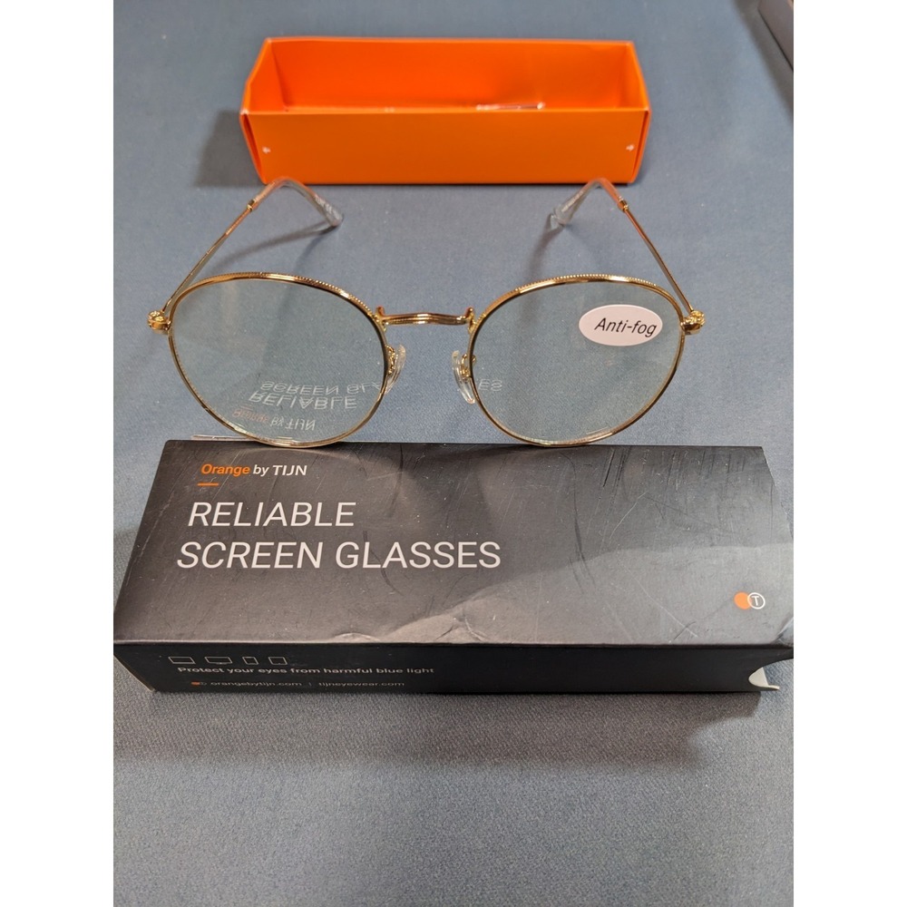 Orange By TIJN Reliable Anti-Fog Blue Light Glasses Gold Frame New
